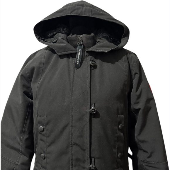 Canada Goose Kensington Women's Black Hooded Parka Coat Jacket Small NO FUR - Picture 2 of 15